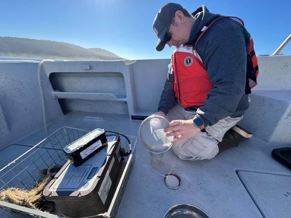 Researchers collecting microplastics samples in Monterey Bay
