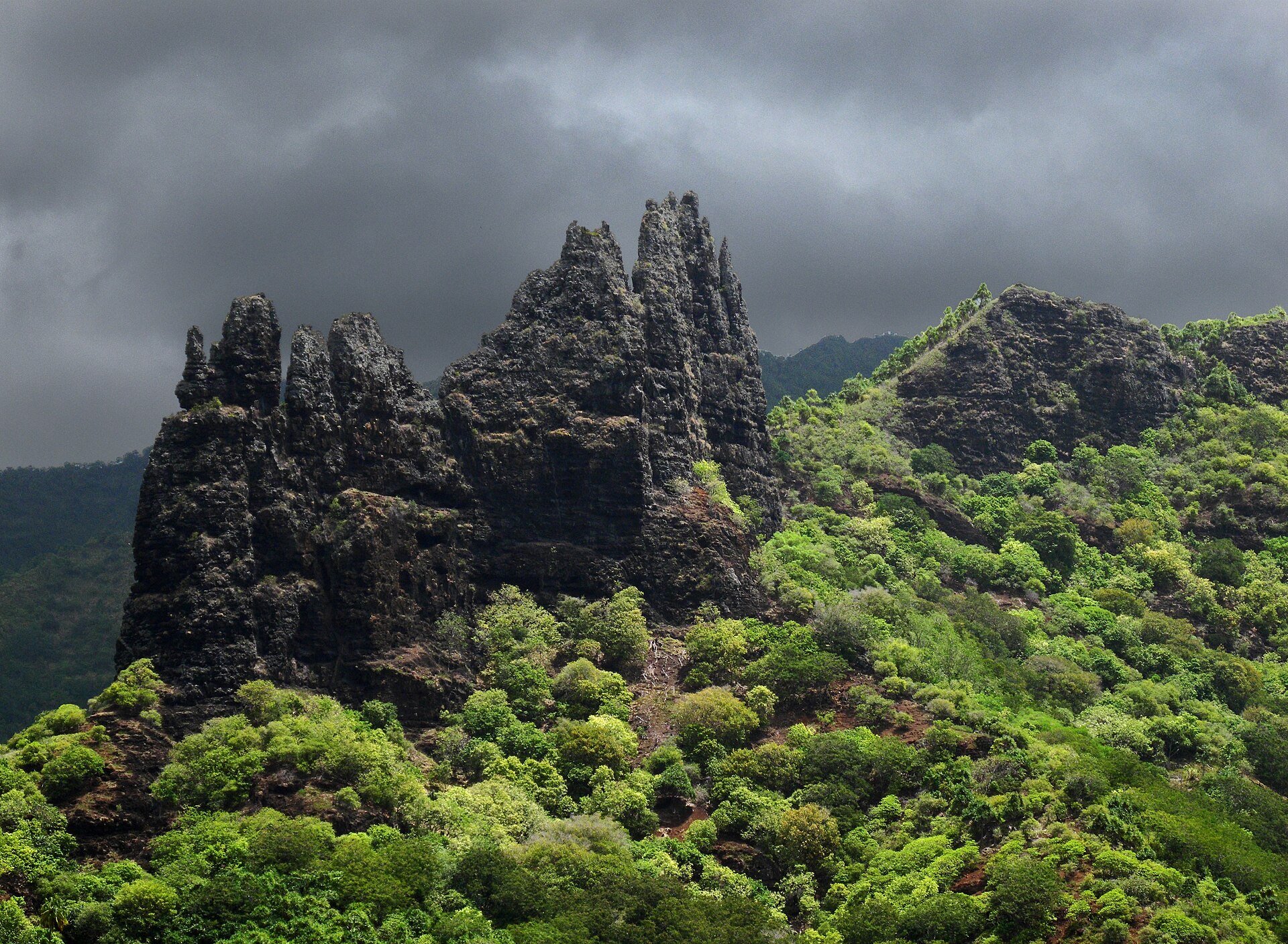 Hatiheu Bay, Nuku Hiva, in the Marquesas Islands of French Polynesia