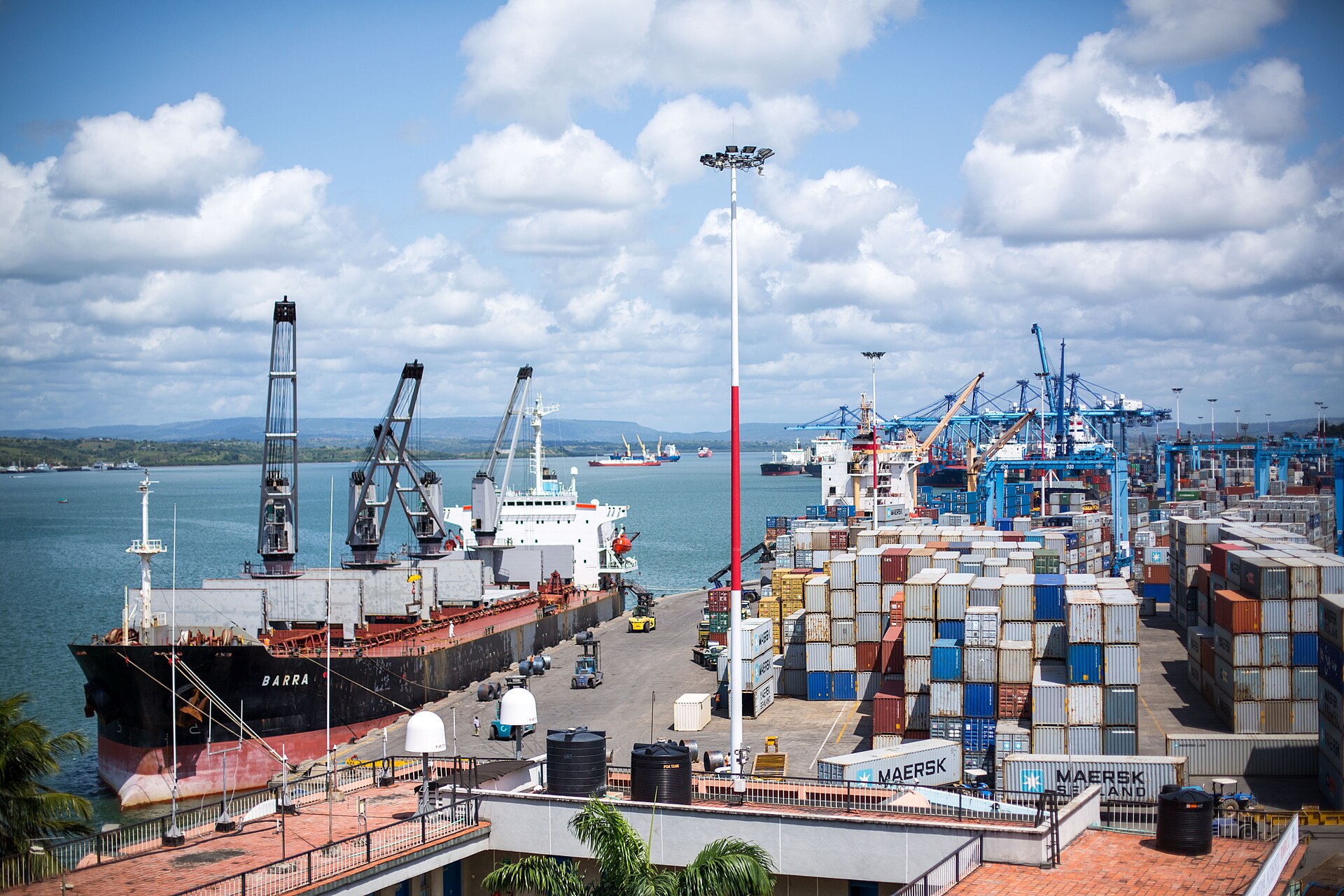 Aerial view of Mombasa Port on Kenya's Indian Ocean coast
